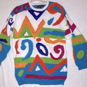 Vintage I.B. Diffusion Petites 1991 colorful knit beaded sweater Size S
